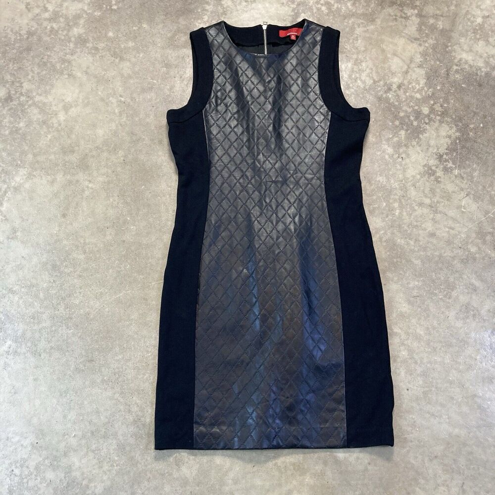 Red Saks Fifth Avenue Dress Womens Medium Black‎ Faux Leather Sleeveless